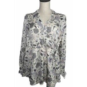 Torrid 0 Peplum Floral Top Tie Wrap Blouse  Paisley Floral Size Large